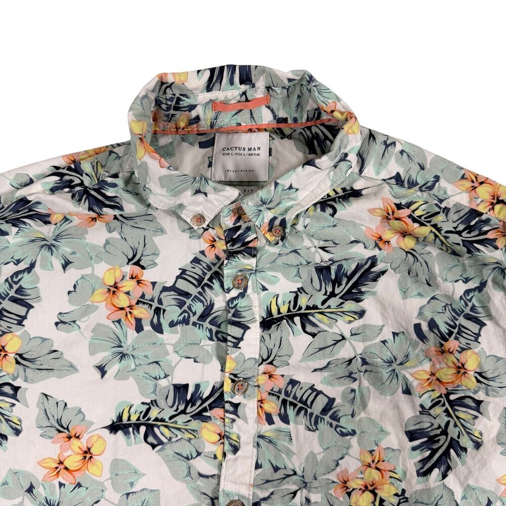 Cactus Man Ricky Singh Mens Hawaiian Button Up Shirt Large Floral Tropical